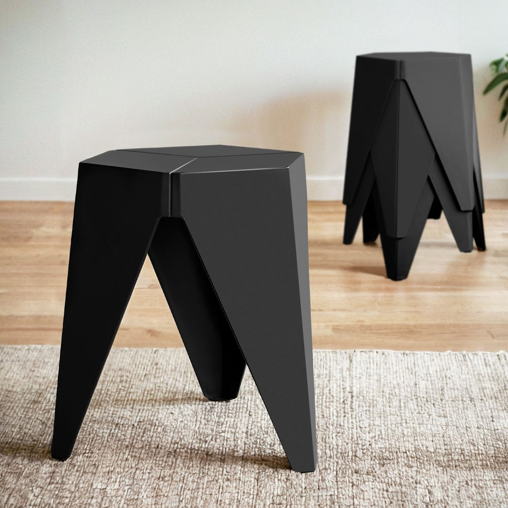 4PC Stackable Puzzle Stool Set - Black