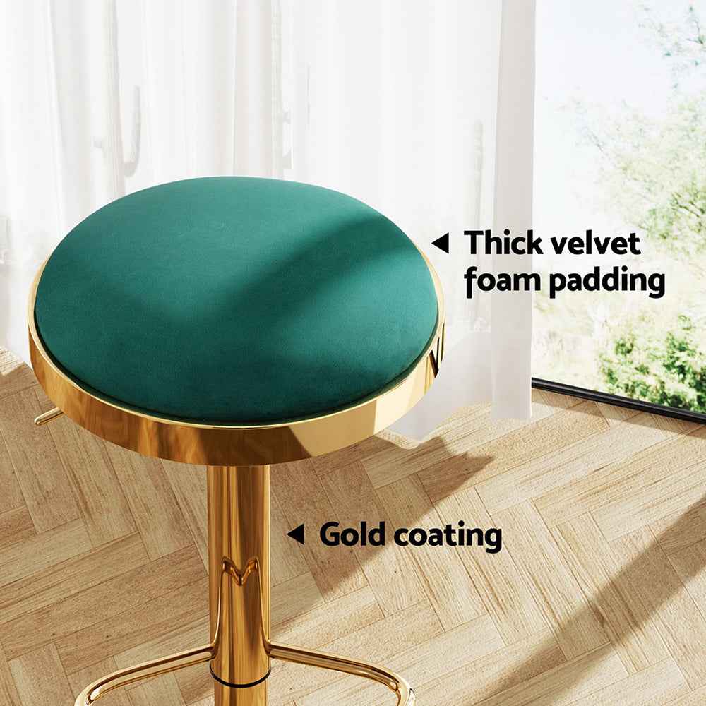 4x Artiss Bar Stools Kitchen Dining Chairs Velvet Padded Stool Green
