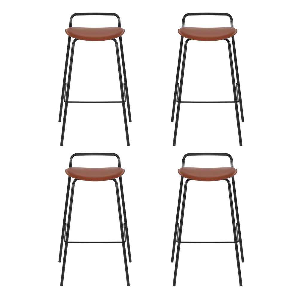 4x Artiss Bar Stools Kitchen Counter Dining Chair Metal Brown