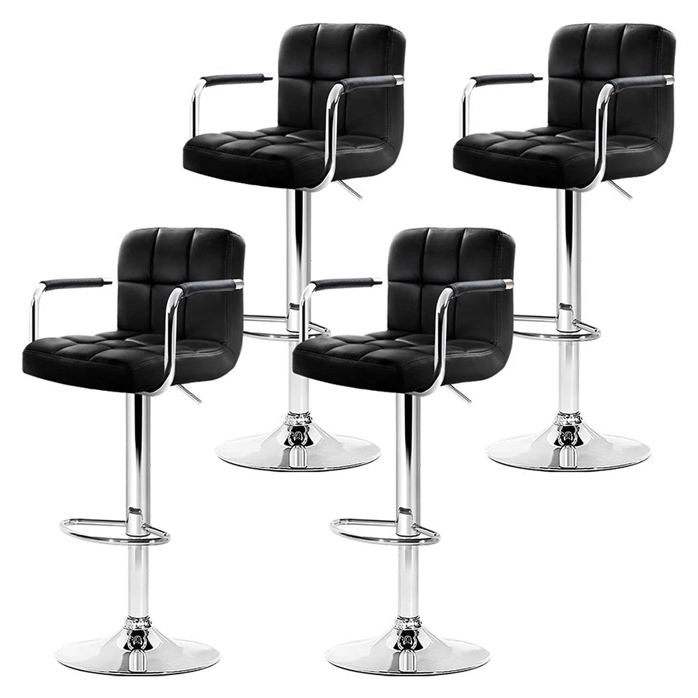 Artiss 4x Bar Stools Leather Gas Lift w/Armrest Black