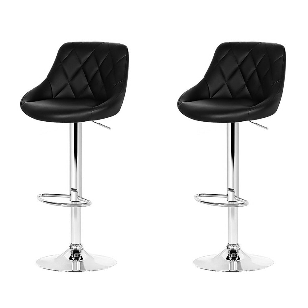 Artiss 2x Bar Stools Leather Padded Gas Lift Stool Black