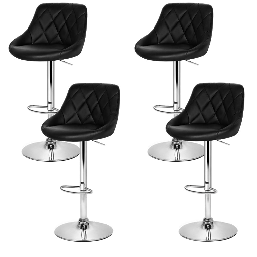 Artiss 4x Bar Stools Leather Padded Gas Lift Black