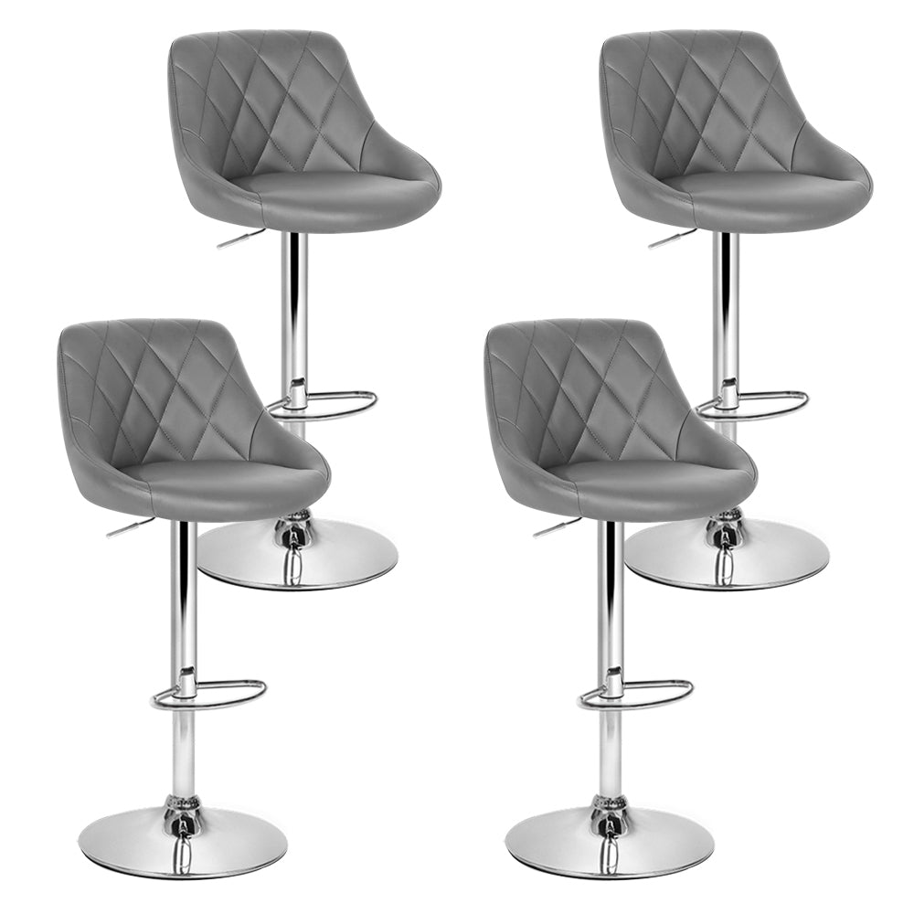 Elan Leather Padded Gas Lift Bar Stools - Set of 4, Grey