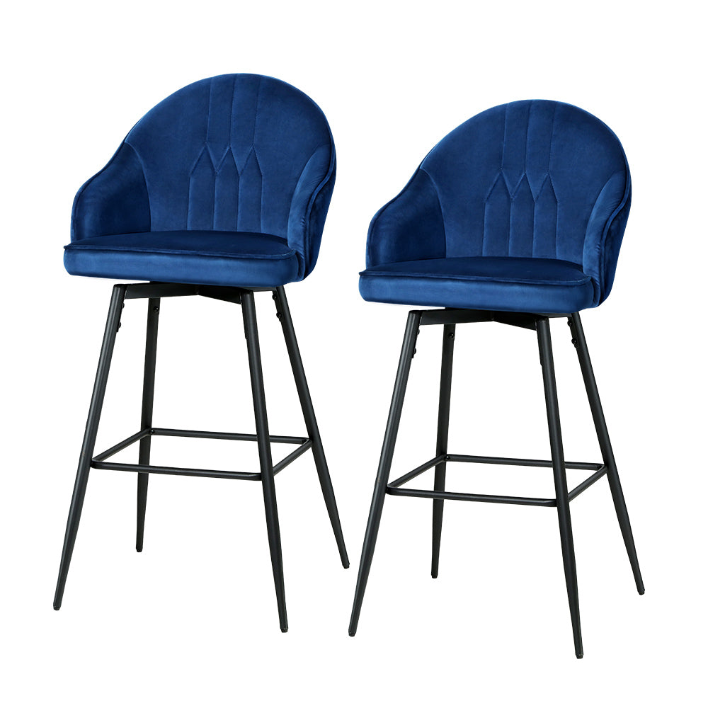 Artiss 2x Bar Stools Velvet Blue