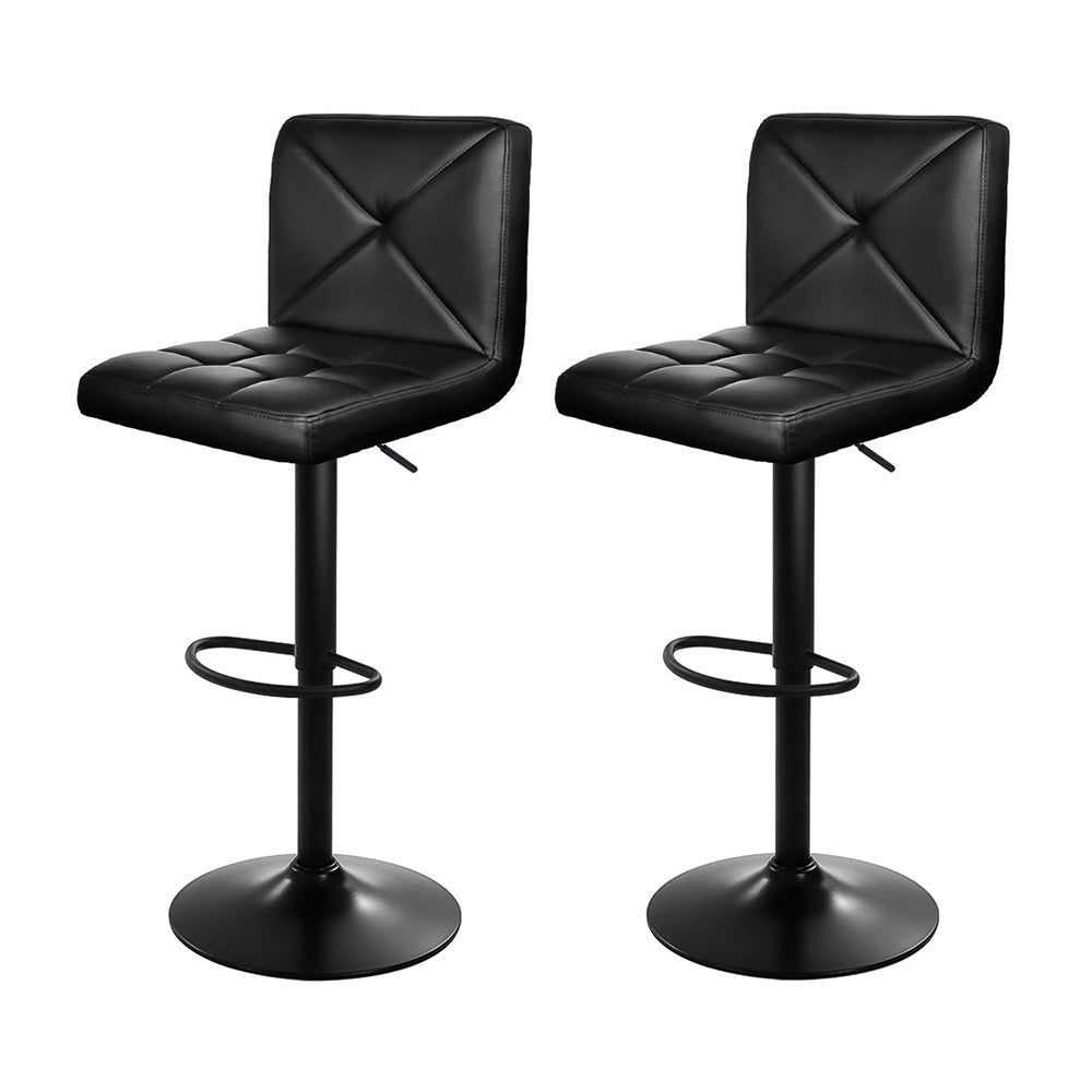 Artiss 2x Bar Stools Kitchen Dining Chairs Gas Lift Stool Leather Black