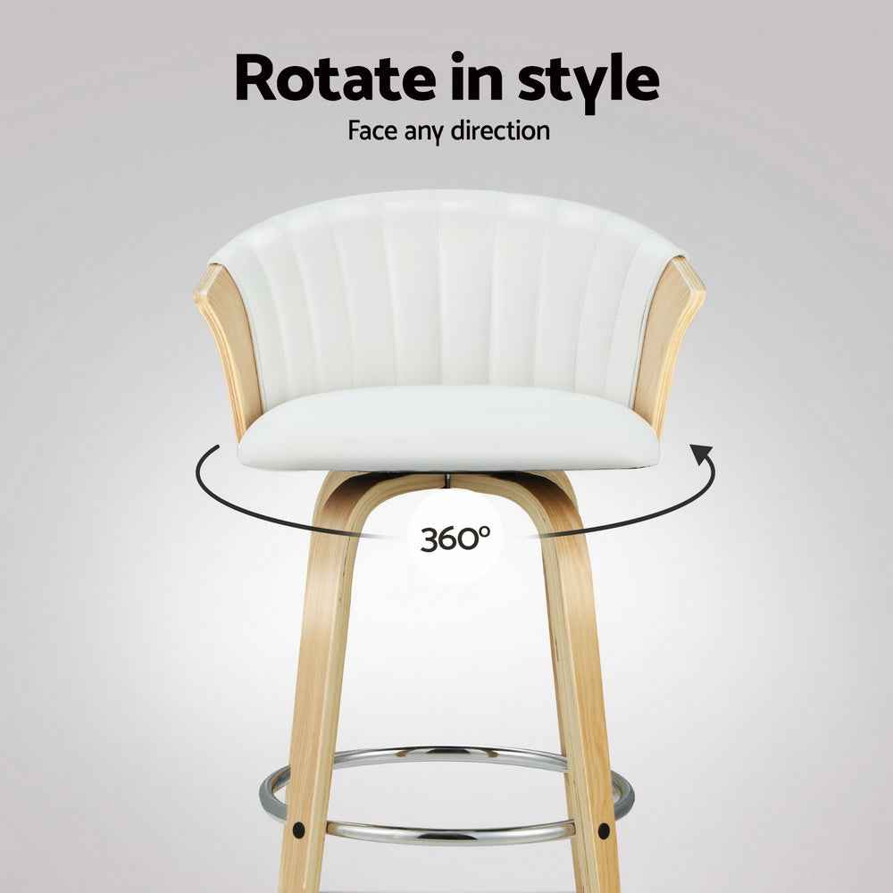 Artiss 4x Bar Stools Swivel Leather Chairs Wooden