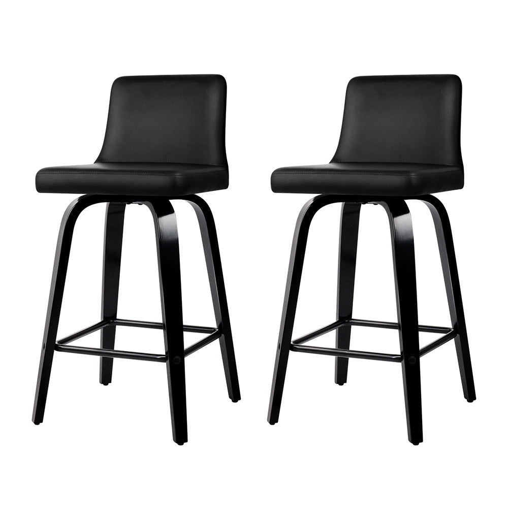 Artiss Bar Stools Kitchen Leather Barstools Swivel Wooden Chairs X2