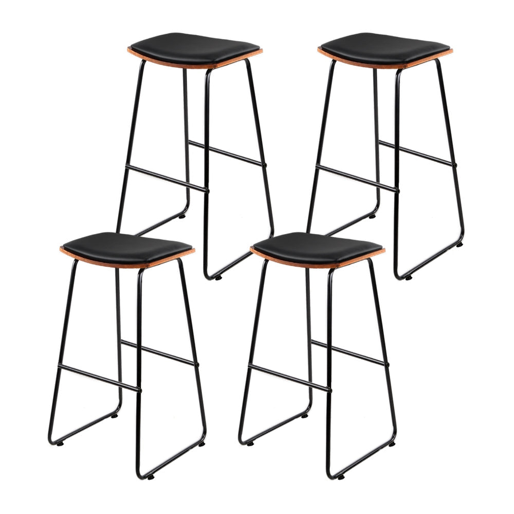 Artiss 4x Bar Stools Leather Padded Metal