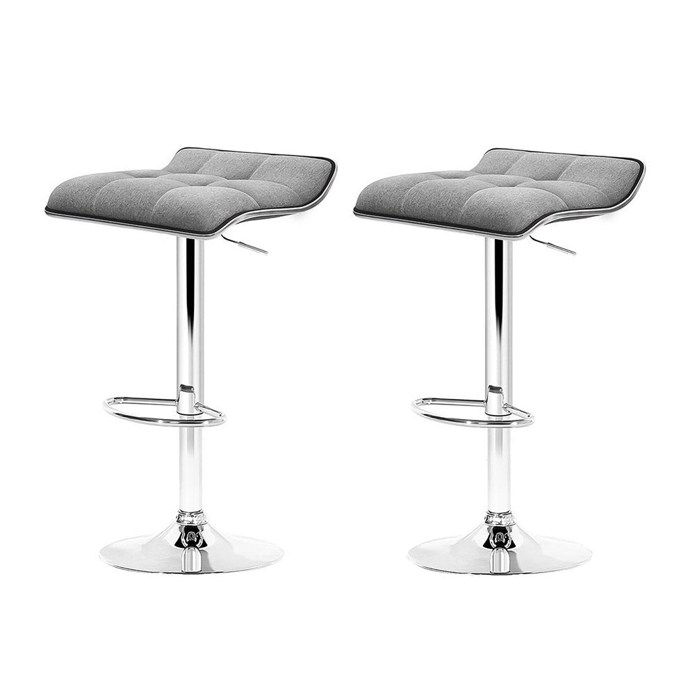 Artiss 2x Bar Stools Linen Padded Gas Lift