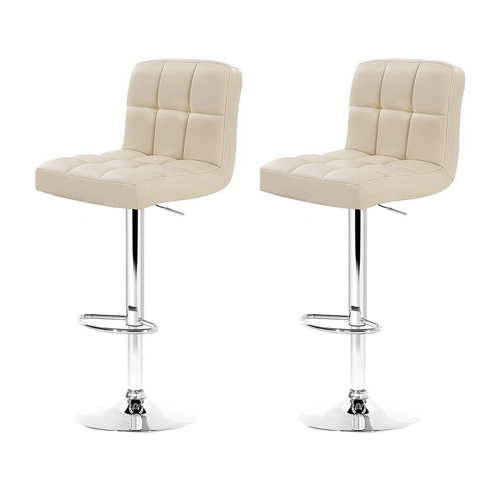 Noel Leather Gas Lift Bar Stools - Beige
