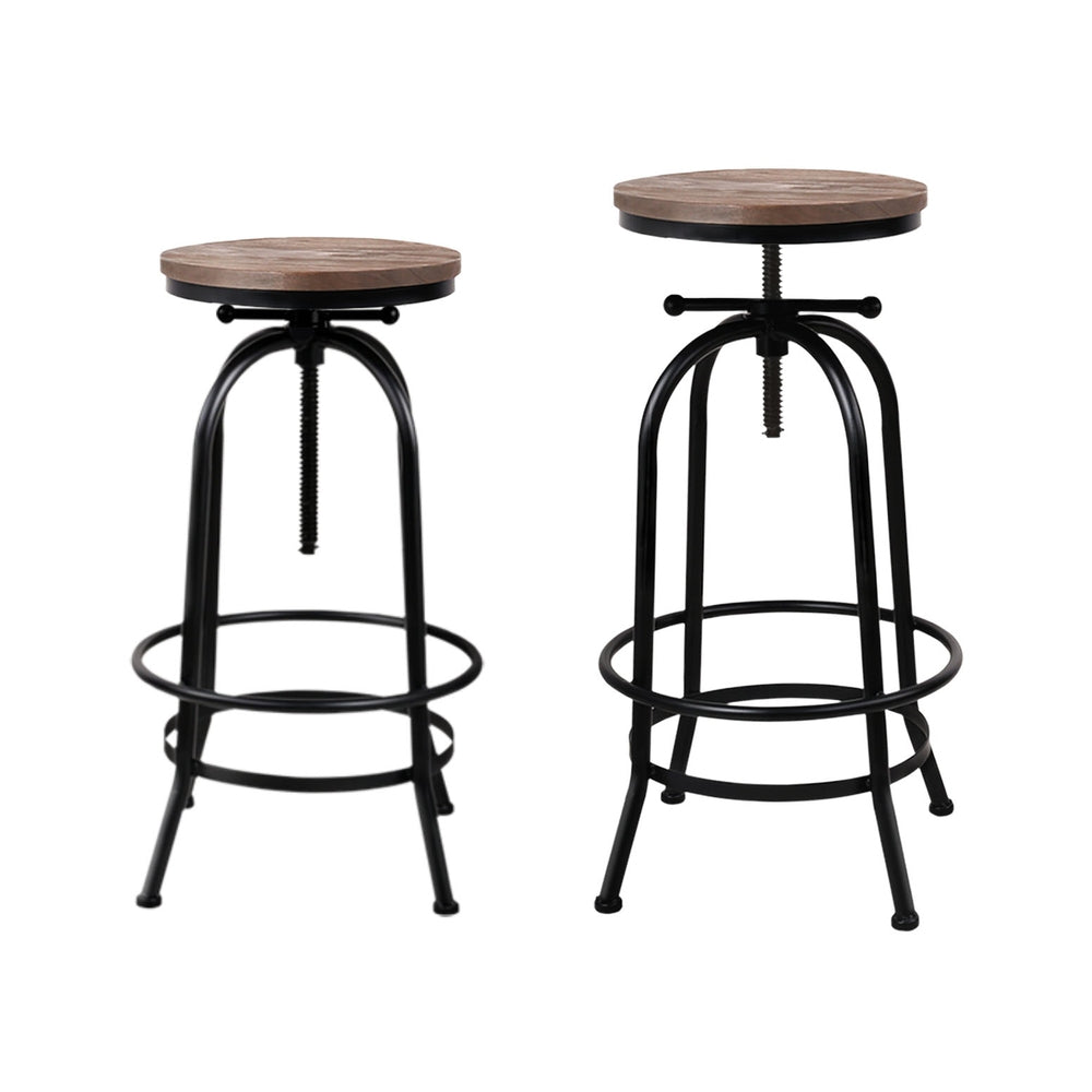 Drift Industrial Bar Stool Wooden Swivel (Set of 4)