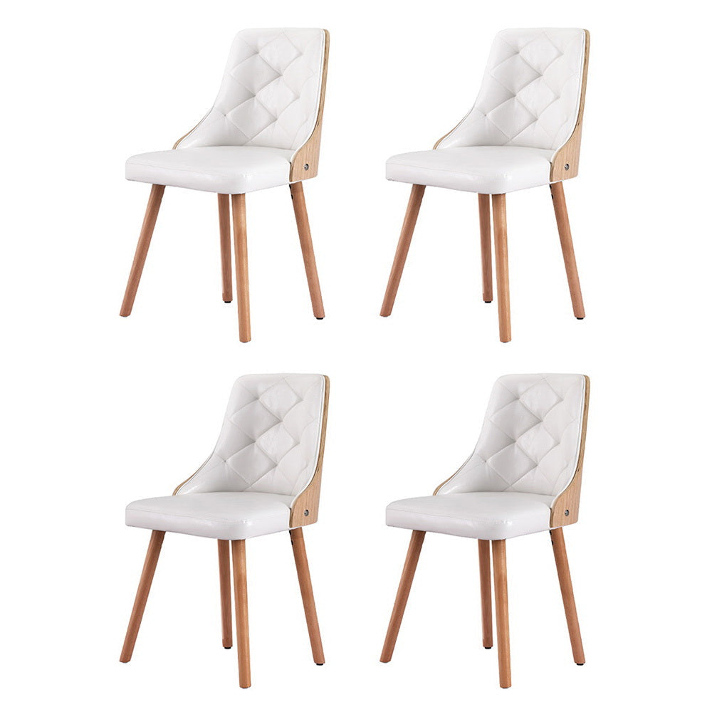 1 Set of 4 Dining Chairs White PU